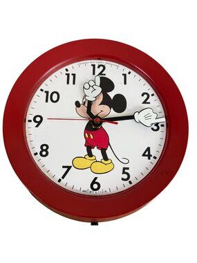 Vintage Welby By Elgin Mickey Mouse Red Wall Clock Walt Disney Productions Metal